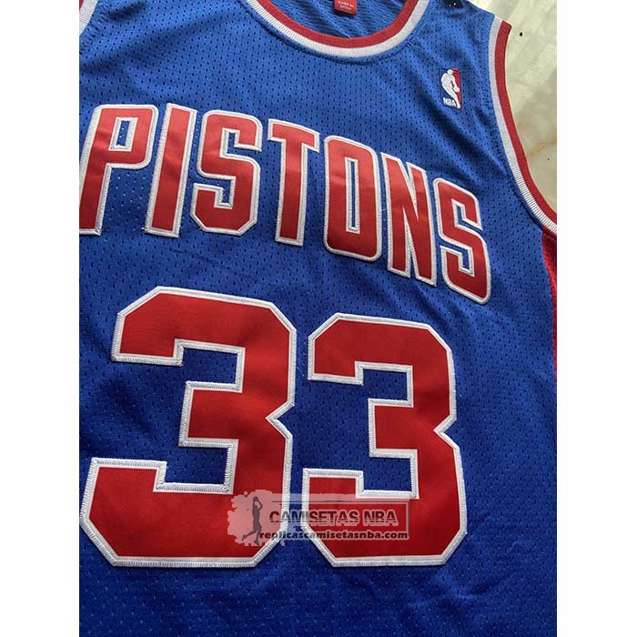 Camiseta Detroit Pistons Grant Hill NO 33 Mitchell & Ness 1995-96 Azul